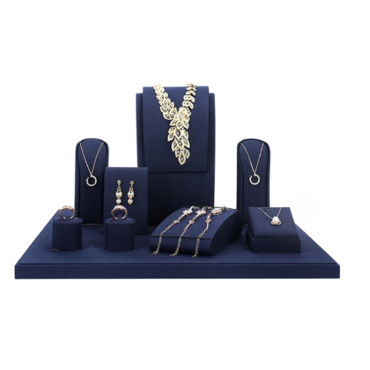 Jewelry Display Props Blue Microfiber Window Necklace Earring Ring Stand Set 7 - Jewelry Storages by PMC Jewellery | Online Shopping South Africa | PMC Jewellery