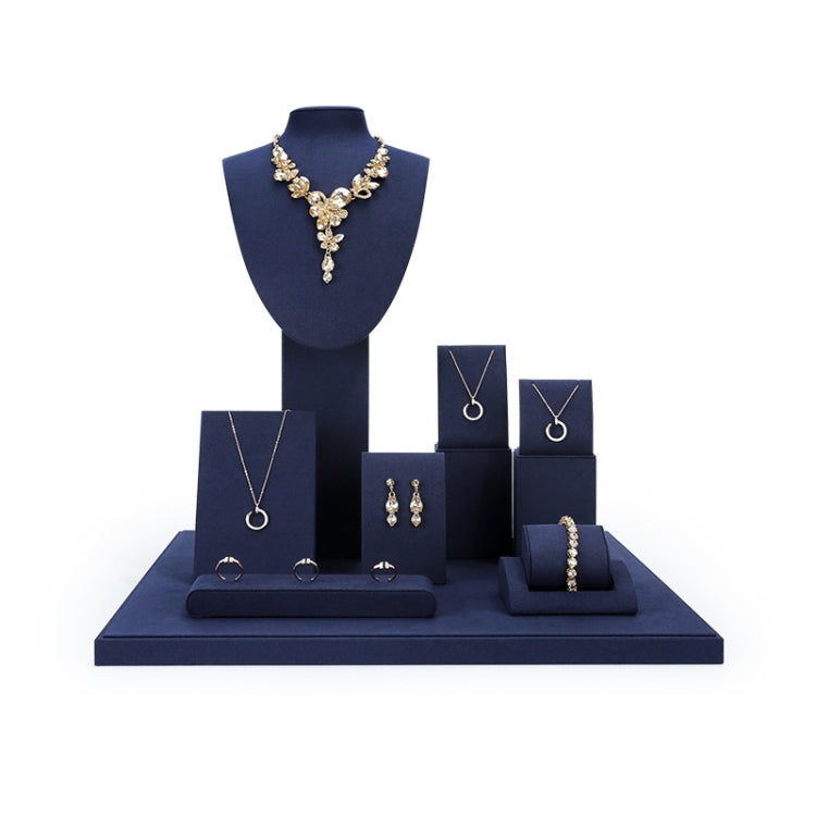 Jewelry Display Props Blue Microfiber Window Necklace Earring Ring Stand Set 9 - Jewelry Storages by PMC Jewellery | Online Shopping South Africa | PMC Jewellery