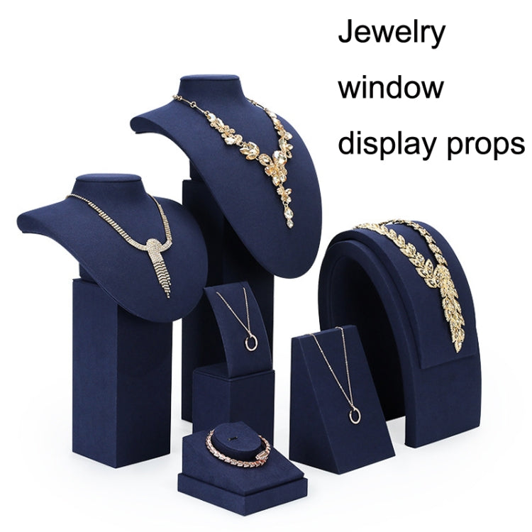 Jewelry Display Props Blue Microfiber Window Necklace Earring Ring Stand Set 7 - Jewelry Storages by PMC Jewellery | Online Shopping South Africa | PMC Jewellery