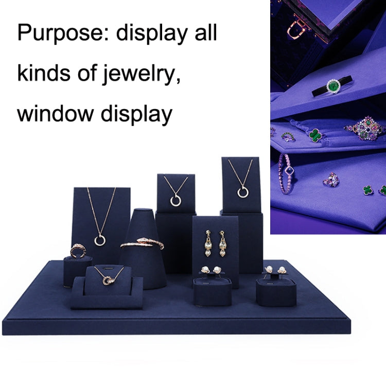 Jewelry Display Props Blue Microfiber Window Necklace Earring Ring Stand Set 6 - Jewelry Storages by PMC Jewellery | Online Shopping South Africa | PMC Jewellery