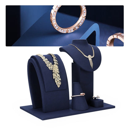 Jewelry Display Props Blue Microfiber Window Necklace Earring Ring Stand Set 9 - Jewelry Storages by PMC Jewellery | Online Shopping South Africa | PMC Jewellery