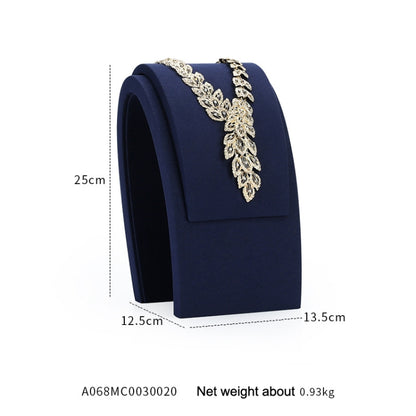 13.5x12.5x25cm Arched Diorama Necklace Holder Jewelry Display Props Blue Microfiber Window Necklace Earring Ring Stand - Jewelry Storages by PMC Jewellery | Online Shopping South Africa | PMC Jewellery