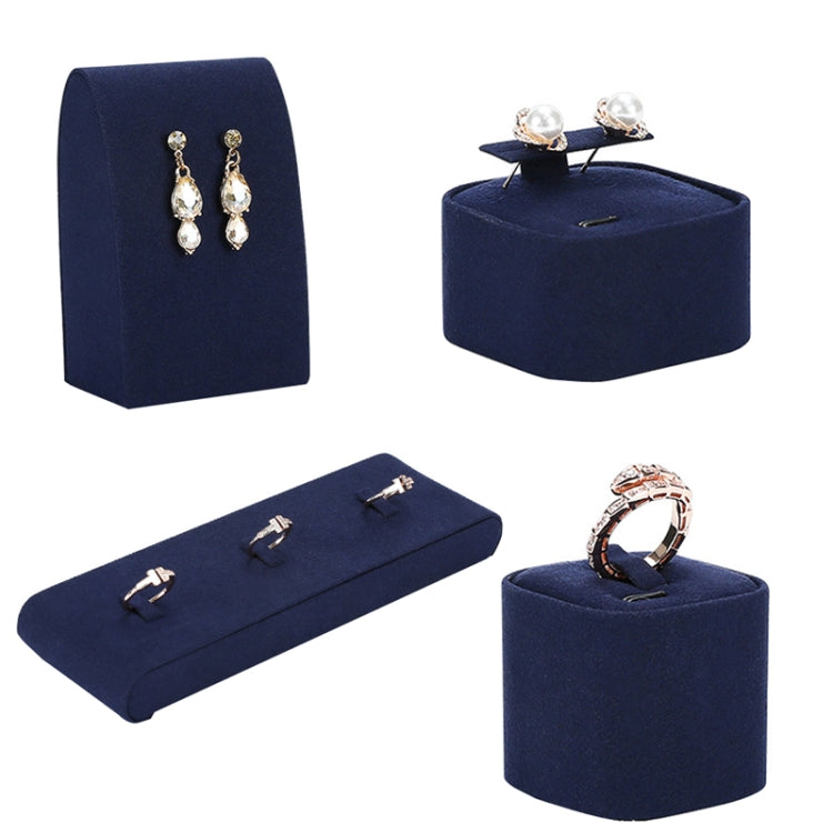 7x4x11cm Earrings Seat Jewelry Display Props Blue Microfiber Window Necklace Earring Ring Stand - Jewelry Storages by PMC Jewellery | Online Shopping South Africa | PMC Jewellery