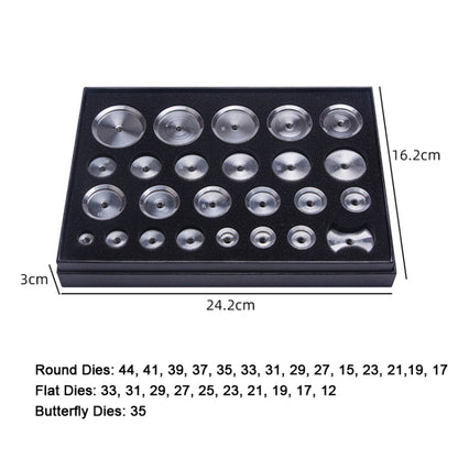 25pcs/set Aluminum Watch Back Case Closer Press Dies Watch Repair Tool - Watch Repair Tools by PMC Jewellery | Online Shopping South Africa | PMC Jewellery