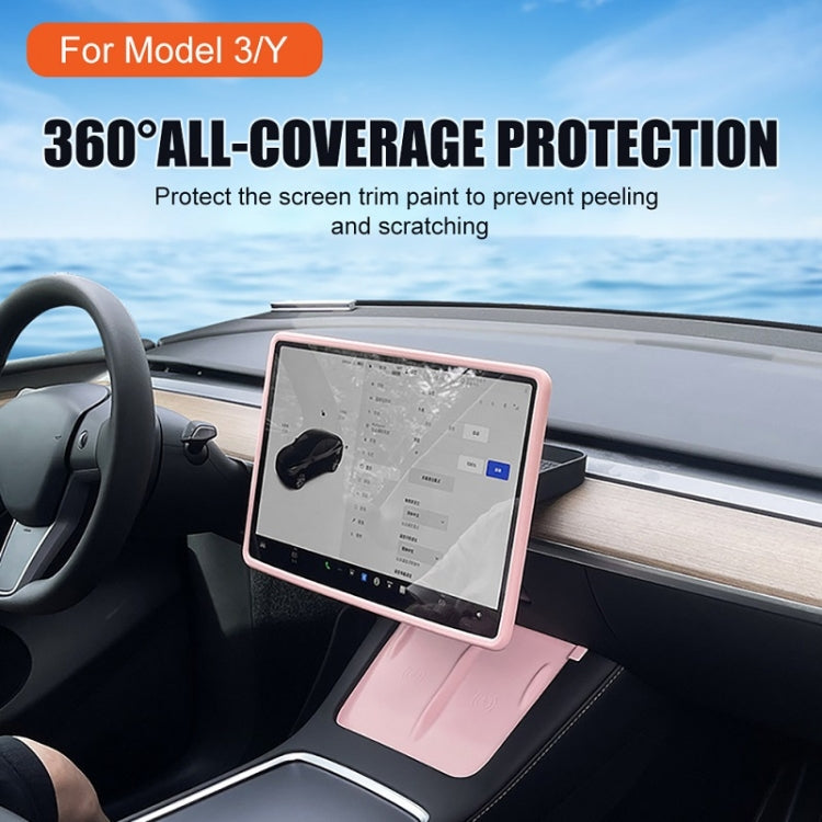 For Tesla Model3/Y Screen Bumper Protective Cover Silicone Frame(Pink) - Car Interior Mouldings by PMC Jewellery | Online Shopping South Africa | PMC Jewellery