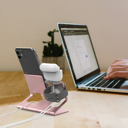 For IPhone / AirPods / Apple Watch Series AhaStyle 3 In 1 Aluminum Alloy Stand(Silver) - Desktop Holder by AhaStyle | Online Shopping South Africa | PMC Jewellery
