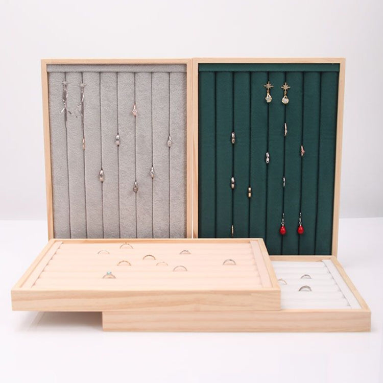 Solid Wooden Velvet Jewelry Display Tray Ring Earring Bracelet Storage And Organization Box, Specification: Small Black Velvet - Jewelry Storages by PMC Jewellery | Online Shopping South Africa | PMC Jewellery