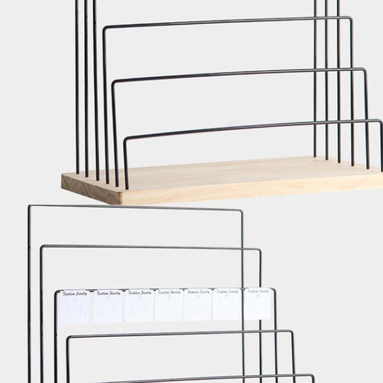 Wooden Base Iron Multi-Layer Earrings Storage Display Rack Can Hang Jewelry Display Shelf, Style: 6 Layers (Black) - Jewelry Storages by PMC Jewellery | Online Shopping South Africa | PMC Jewellery