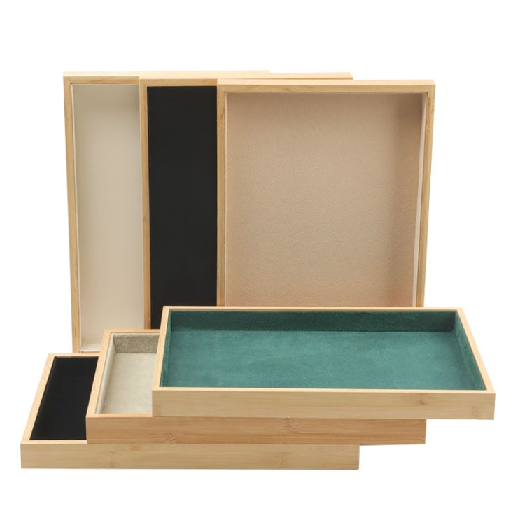 Bamboo Wood Velvet Multi-Functional Jewelry Display Tray Jewelry Storage Box Empty Tray, Style: Velvet (Beige) - Jewelry Storages by PMC Jewellery | Online Shopping South Africa | PMC Jewellery