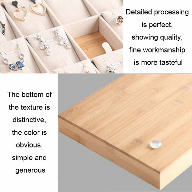 Bamboo Wooden Grid Liner Jewelry Display Tray Necklace Pendant Storage Tray Showcase, Style: 24 Grid Beige - Jewelry Storages by PMC Jewellery | Online Shopping South Africa | PMC Jewellery