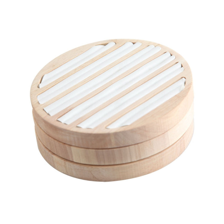 Solid Wooden Round Ring Jewelry Display Board Jewelry Bracelet Storage Tray, Style: Leather ( White ) - Jewelry Storages by PMC Jewellery | Online Shopping South Africa | PMC Jewellery