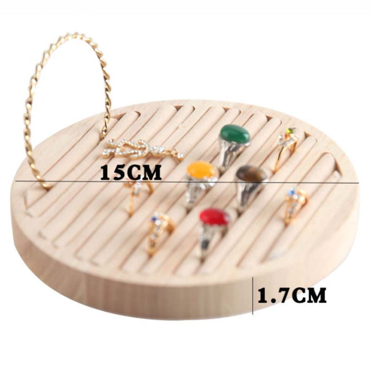 Solid Wooden Round Ring Jewelry Display Board Jewelry Bracelet Storage Tray, Style: Velvet ( Beige ) - Jewelry Storages by PMC Jewellery | Online Shopping South Africa | PMC Jewellery