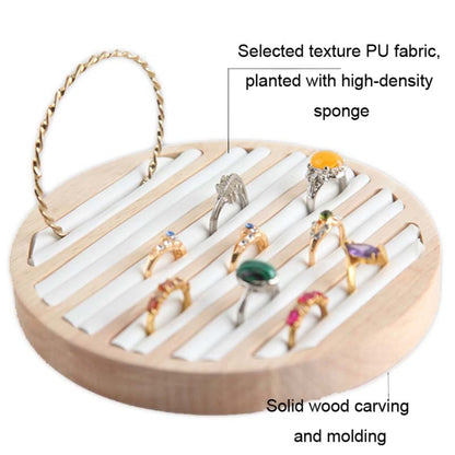 Solid Wooden Round Ring Jewelry Display Board Jewelry Bracelet Storage Tray, Style: Velvet ( Beige ) - Jewelry Storages by PMC Jewellery | Online Shopping South Africa | PMC Jewellery