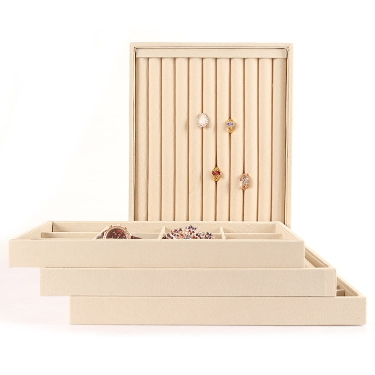 Suede Jewelry Storage Tray Necklace Pendant Bracelet Bangle Display Case, Size: Ring Tray(Beige) - Jewelry Storages by PMC Jewellery | Online Shopping South Africa | PMC Jewellery