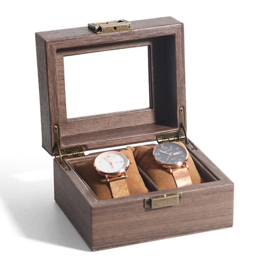 Wood Grain Leather Watch Display Box Watch Storage Case Jewelry Box, Style: 2 Digit Long - Watch Storages by PMC Jewellery | Online Shopping South Africa | PMC Jewellery