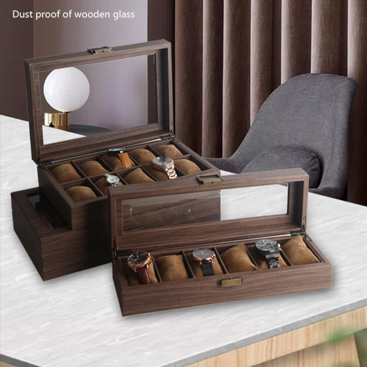 Wood Grain Leather Watch Display Box Watch Storage Case Jewelry Box, Style: 10 Digit Long - Watch Storages by PMC Jewellery | Online Shopping South Africa | PMC Jewellery