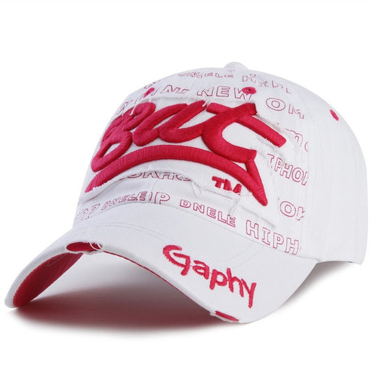 Embroidery Letter Pattern Adjustable Curved Eaves Baseball Cap, Head Circumference: 54-62cm(white red) - Peaked Cap by PMC Jewellery | Online Shopping South Africa | PMC Jewellery