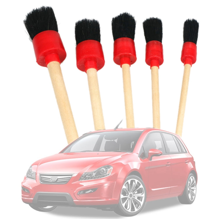 5 in 1 Car Detailing Brush Cleaning Natural Boar Hair Brushes Auto Detail Tools Products Wheels Dashboard (Black) - Car washing supplies by PMC Jewellery | Online Shopping South Africa | PMC Jewellery