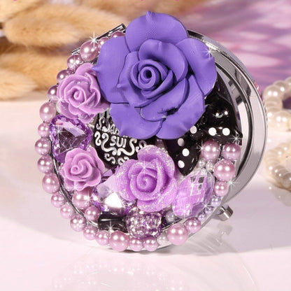 Handmade Makeup Mirror Purple Rose Portable Double-side Mirror - Mirror by PMC Jewellery | Online Shopping South Africa | PMC Jewellery