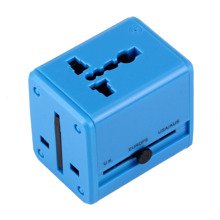 World-Wide Universal Travel Concealable Plugs Adapter with & Built-in Dual USB Ports Charger for US, UK, AU, EU(Blue) - International Plug Adaptor by PMC Jewellery | Online Shopping South Africa | PMC Jewellery