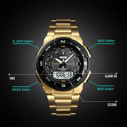 SKMEI 1370 Multifunctional Men Outdoor Sports Noctilucent Waterproof Stainless Steel Digital Wrist Watch (Silver) - Sport Watches by SKMEI | Online Shopping South Africa | PMC Jewellery