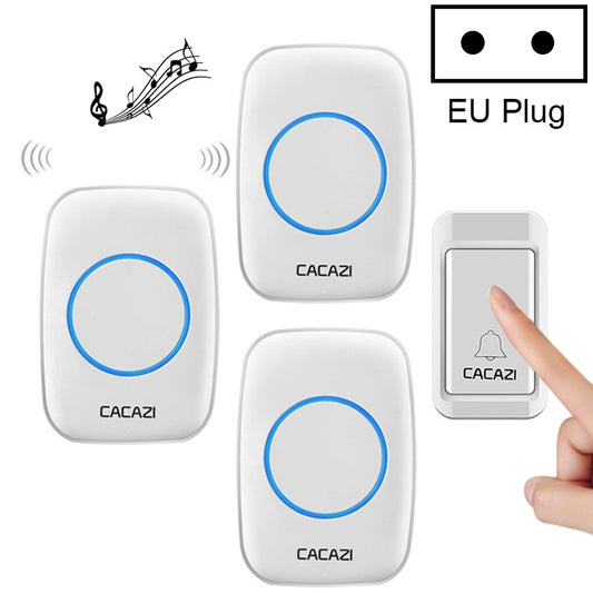 CACAZI A10G One Button Three Receivers Self-Powered Wireless Home Cordless Bell, EU Plug(White) - Wireless Doorbell by CACAZI | Online Shopping South Africa | PMC Jewellery