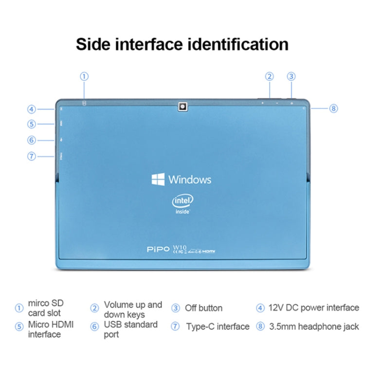 PiPO W10 2 in 1 Tablet PC, 10.1 inch, 6GB+64GB, Windows 10 System, Intel Gemini Lake N4120 Quad Core up to 2.6GHz, without Keyboard & Stylus Pen, Support Dual Band WiFi & Bluetooth & TF Card & HDMI, US Plug - PiPO by PiPo | Online Shopping South Africa | PMC Jewellery