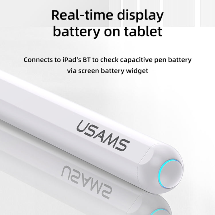 USAMS US-ZB254 Magnetic Wireless Charging Capacitive Stylus Pen (White) - Pencil Accessories by USAMS | Online Shopping South Africa | PMC Jewellery