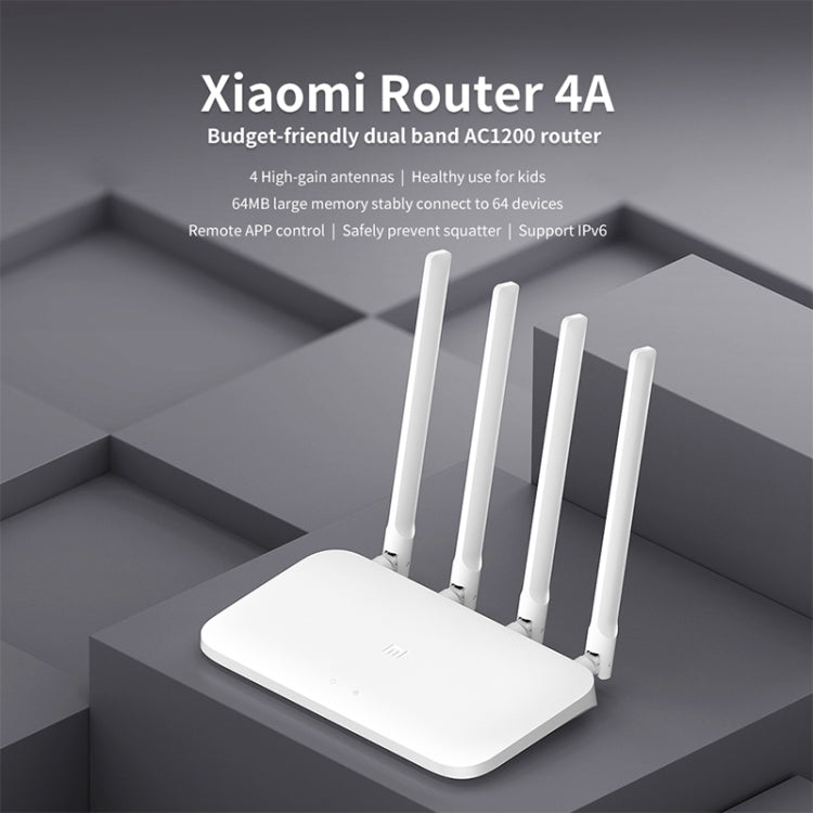 Original Xiaomi WiFi Router 4A Smart APP Control AC1200 1167Mbps 64MB 2.4GHz & 5GHz Wireless Router Repeater with 4 Antennas, Support Web & Android & iOS, US Plug(White) - Wireless Routers by Xiaomi | Online Shopping South Africa | PMC Jewellery