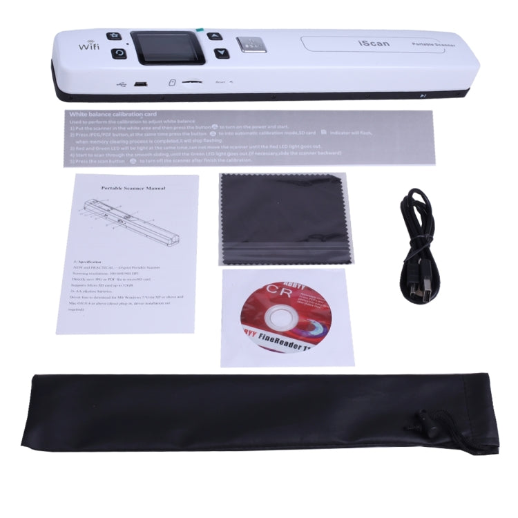 iScan02 WiFi Double Roller Mobile Document Portable Handheld Scanner with LED Display,  Support 1050DPI  / 600DPI  / 300DPI  / PDF / JPG / TF(White) - Portable Scanner by PMC Jewellery | Online Shopping South Africa | PMC Jewellery